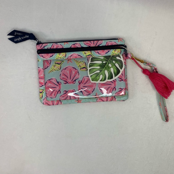 Simply Southern Wristlet Photo Coastal Shells Tropical Travel Wallet Pink Blue - Picture 4 of 9